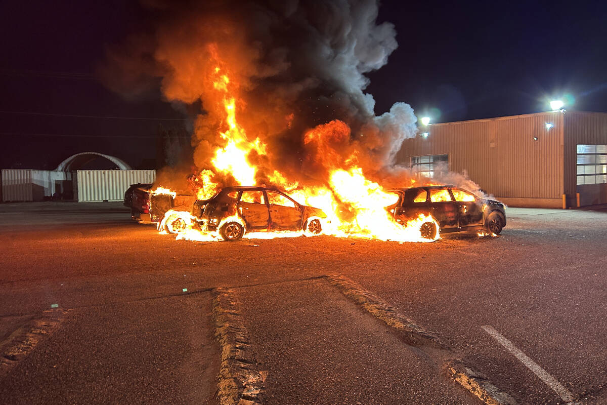 Vehicle fire at Kia dealership in Vernon